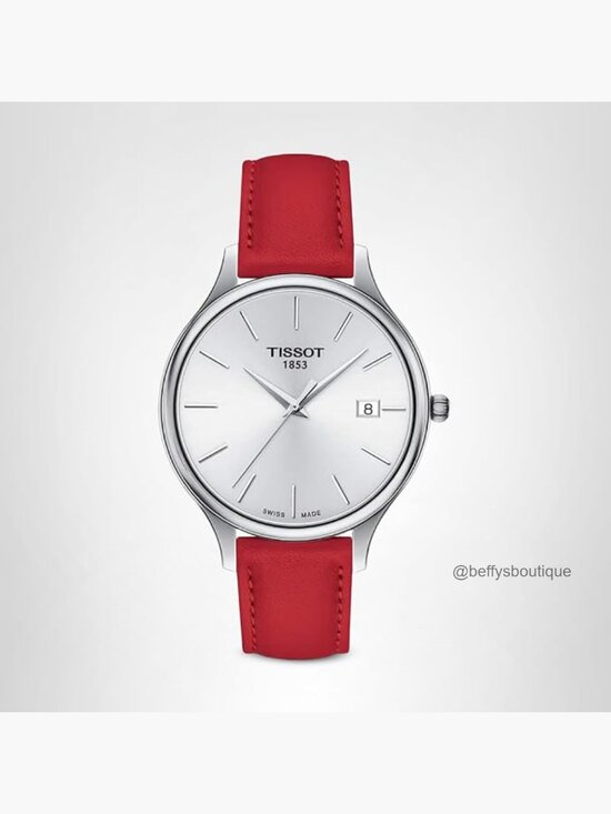 Swiss Quartz Watch 316L Stainless Steel Case Leather Strap Date Display Water